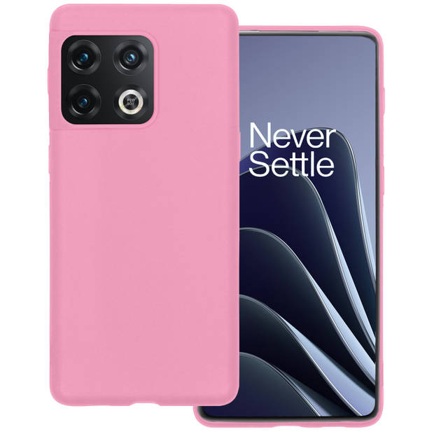 Basey OnePlus 10 Pro Hoesje Siliconen Hoes Case Cover -Lichtroze