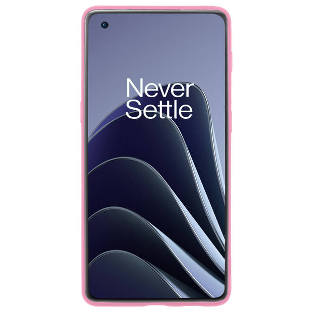 Basey OnePlus 10 Pro Hoesje Siliconen Hoes Case Cover -Lichtroze