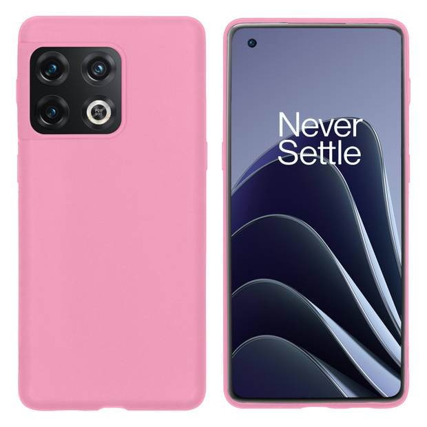 Basey OnePlus 10 Pro Hoesje Siliconen Hoes Case Cover -Lichtroze