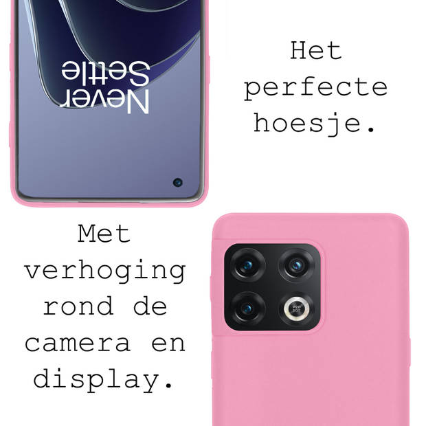 Basey OnePlus 10 Pro Hoesje Siliconen Hoes Case Cover -Lichtroze