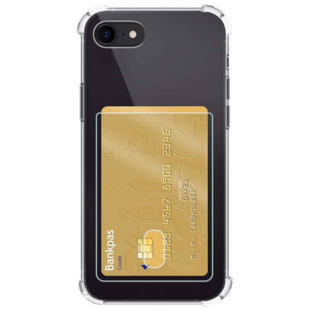 Basey iPhone SE 2022 Hoesje Met Pasjeshouder Transparant Card Case Shock Hoes