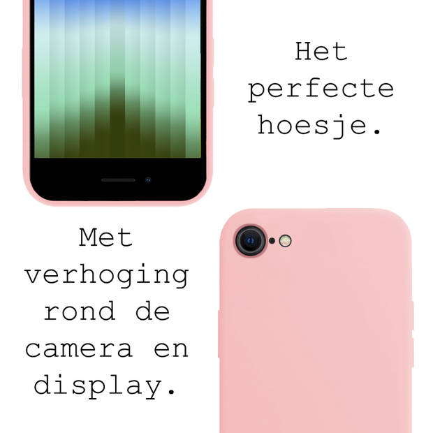 Basey iPhone SE 2022 Hoesje Siliconen Hoes Case Cover -Lichtroze