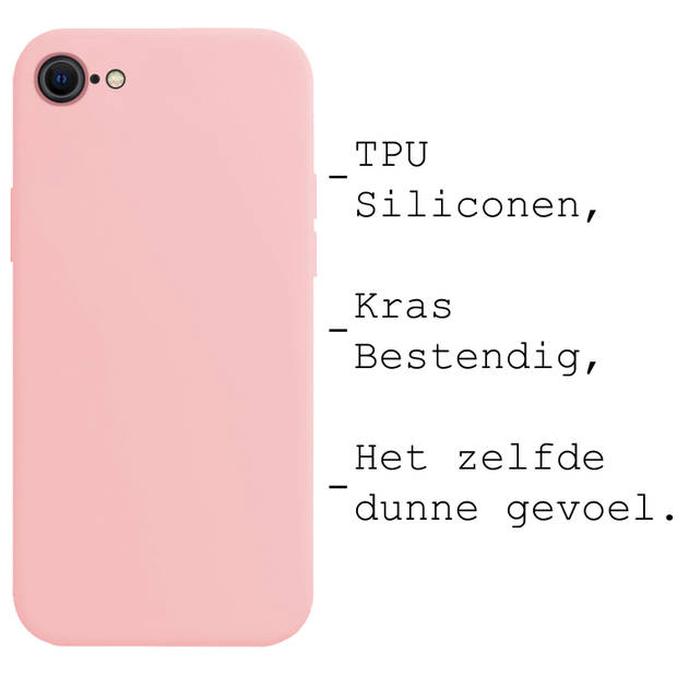 Basey iPhone SE 2022 Hoesje Silicone Case - iPhone SE 2022 Case Siliconen Hoes - iPhone SE 2022 Hoes Cover - Licht Roze