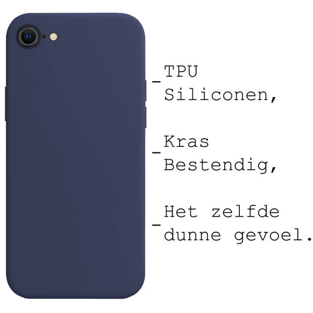 Basey iPhone SE 2022 Hoesje Siliconen Hoes Case Cover -Donkerblauw