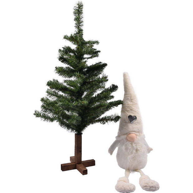 Gnome kerstkabouter Kerstdecoratie voor binnen Kabouter Gnome Dwerg Kerst WIT 23X15X85 cm