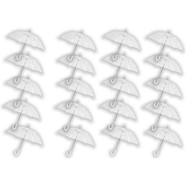 20 stuks Paraplu transparant plastic paraplu's 100 cm - doorzichtige paraplu - trouwparaplu - bruidsparaplu - stijlvol -