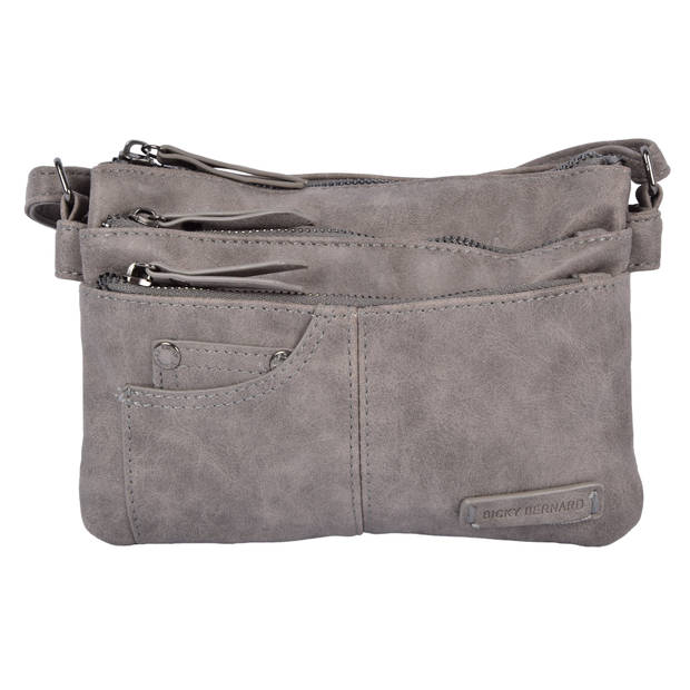 Eigentijdse Grijze PU Crossbody- en Schoudertas - Maat 20.5x14x6.5cm - Met Inbegrip van Creditcardhouder