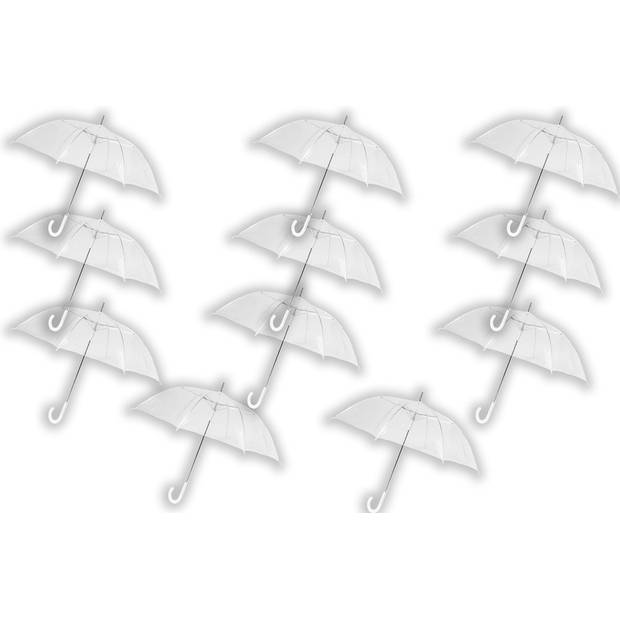 11 stuks Paraplu transparant plastic paraplu's 100 cm - doorzichtige paraplu - trouwparaplu - bruidsparaplu - stijlvol -
