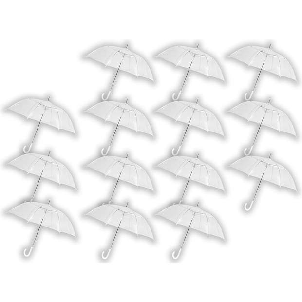 14 stuks Paraplu transparant plastic paraplu's 100 cm - doorzichtige paraplu - trouwparaplu - bruidsparaplu - stijlvol -
