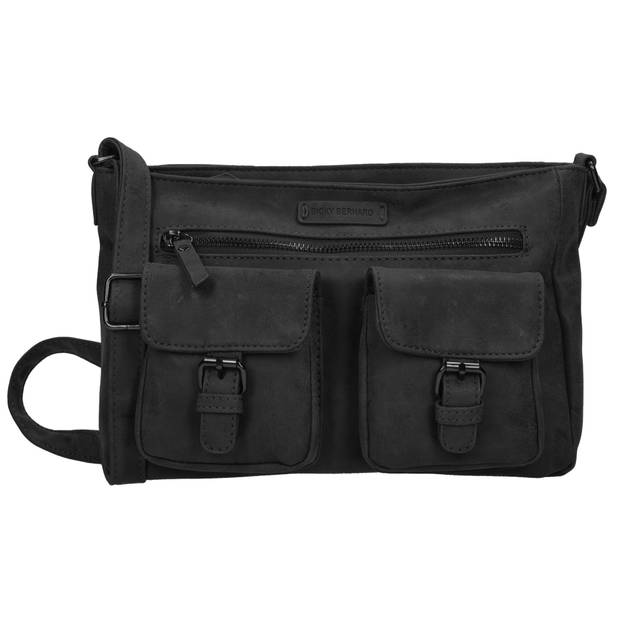 Spacious and Versatile Black Shoulder Bag Women from Bicky Bernard - Polyester - 7 Compartments - Crossbody Bag