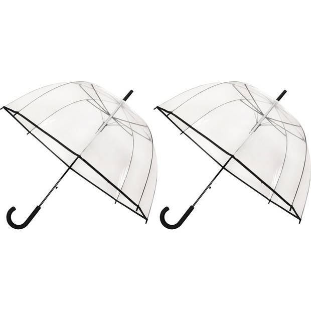 3x Transparante koepelparaplu 85 cm - doorzichtige paraplu - trouwparaplu - bruidsparaplu - stijlvol - plastic -