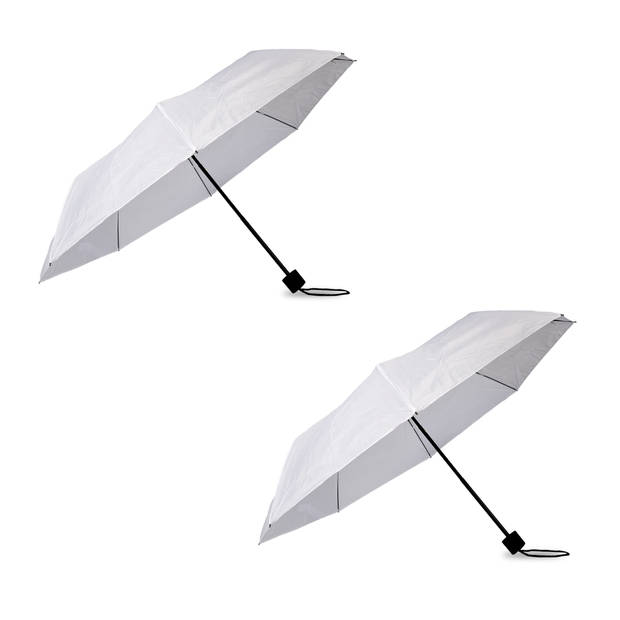 2x Large Folding Polyester Storm Umbrella with Aluminum Frame - White 100cm Diameter