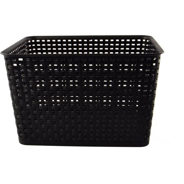 Opbergmand Rattan Zwart - Kunststof - Rechthoekig - 20 liter - 22x29.50x36 cm - Ideaal voor Groenten, Speelgoed en Meer