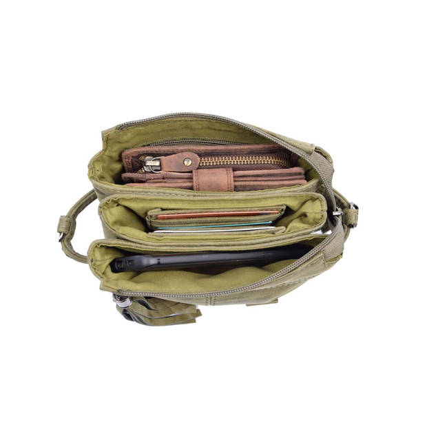 Tas - tassen - bags - Bag- Bicky Bernard- Harmonica 3-Vaks tasje - schoudertasje - crossbody tasje - Olive