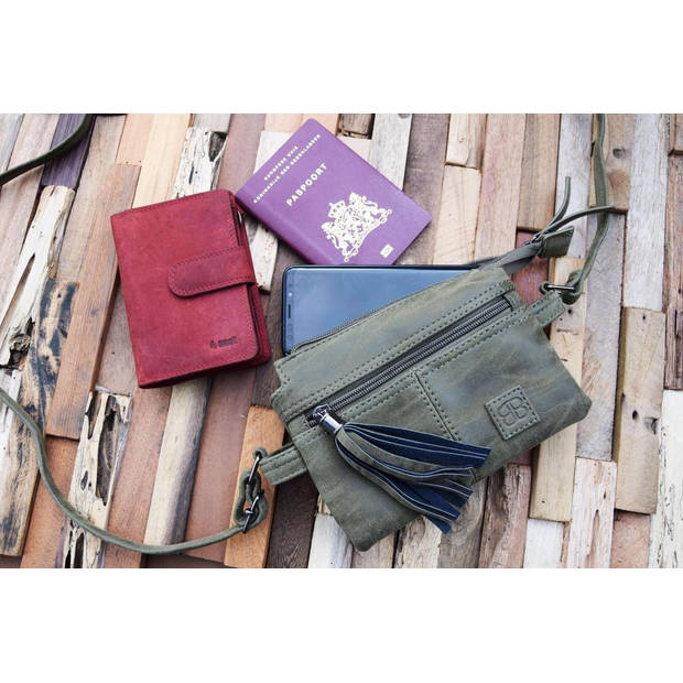 Tas - tassen - bags - Bag- Bicky Bernard- Harmonica 3-Vaks tasje - schoudertasje - crossbody tasje - Olive