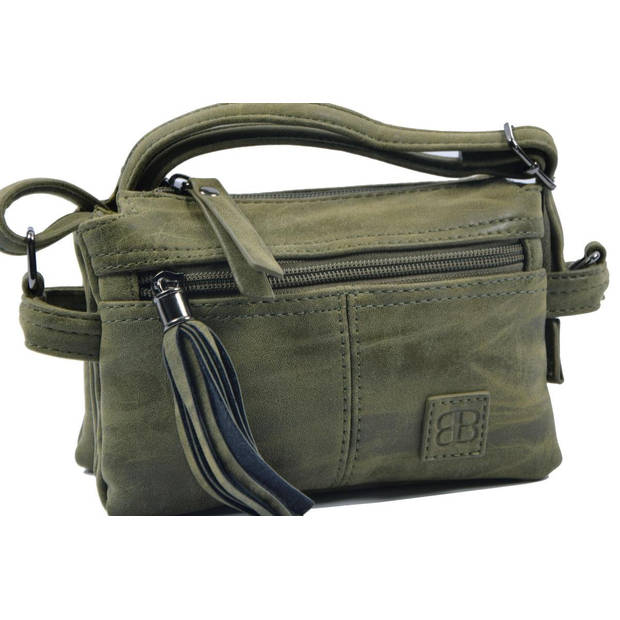 Tas - tassen - bags - Bag- Bicky Bernard- Harmonica 3-Vaks tasje - schoudertasje - crossbody tasje - Olive