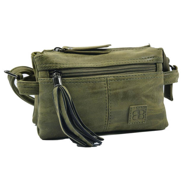 Tas - tassen - bags - Bag- Bicky Bernard- Harmonica 3-Vaks tasje - schoudertasje - crossbody tasje - Olive