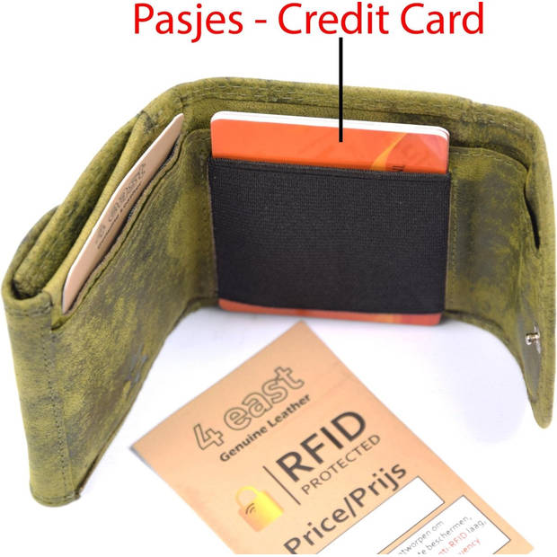 Mini Leather Wallet with Double Flap Unisex Wallet with RFID 2 Credit Card Slots, Bill Compartment and Coin Pocket