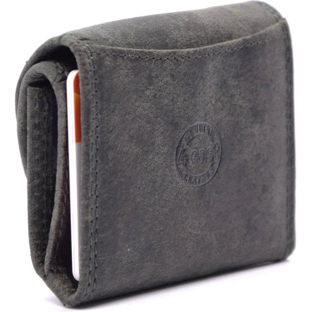 Double Flap Unisex Leather Wallet Mini Wallet with RFID 2 Credit Card Slots, Bill Compartment and Coin Pocket