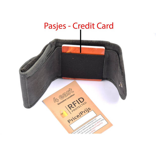 Double Flap Unisex Leather Wallet Mini Wallet with RFID 2 Credit Card Slots, Bill Compartment and Coin Pocket