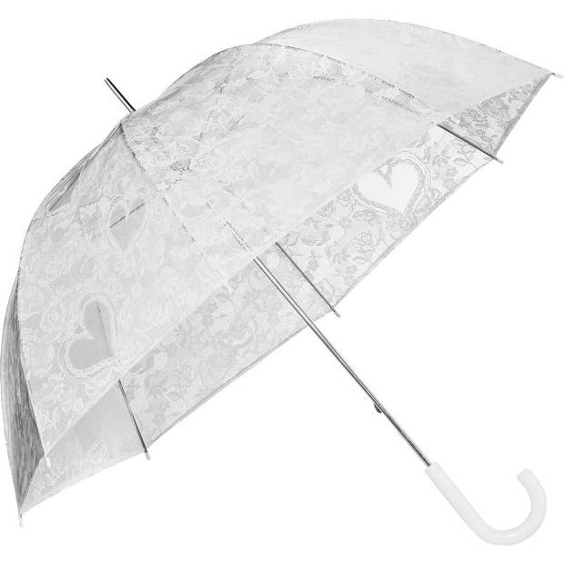 Paraplu wit Stormparaplu polyester 395g Stevige paraplu Opvouwbare paraplu Kunstsof handvat 89cm*98cm