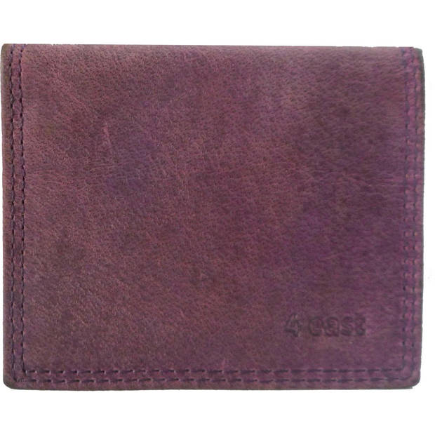 Buffalo Leather Wallet - 6 Card Holders, RFID Protection, Square Coin Pocket, Purple Leather - 9.5x7.5 cm