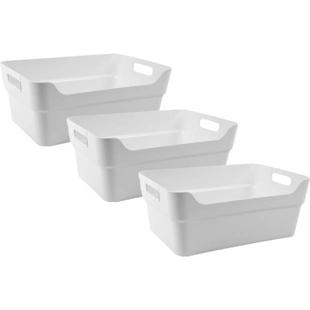 Storage Basket without Lid - Ideal for Organizing - White - Lightweight - 36cm x 27cm x 11cm - Set of 3 - Made of