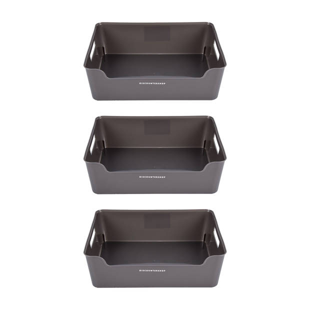 Storage Basket without Lid - Gray - Set of 3 - 810g - Made of Plastic - Dimensions: 36cm x 27cm x 11cm