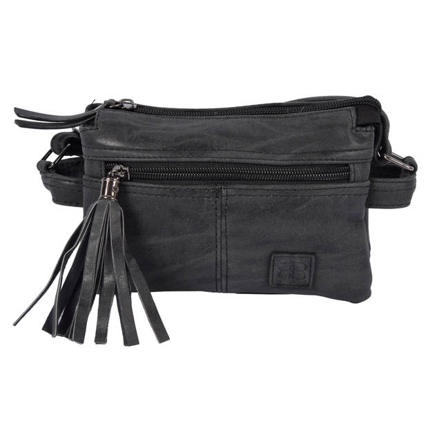 Stijlvolle Compacte Zwarte Crossbody- en Schoudertas 18x6x12cm - met 4 Vakken, 8 Creditcardvakjes, en 1 Ritsvak - Bicky