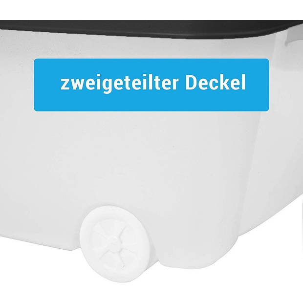 2x Opbergbox - Onderbedbox 32 L zwart 80 x 40 x 17 cm- deksel met clipsluiting