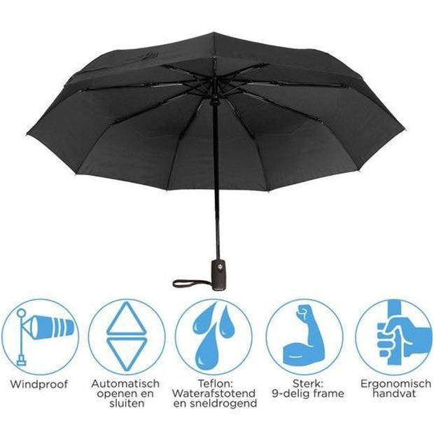 4x Automatic Storm Umbrella - Umbrella - Automatic, Foldable & Windproof up to 100km p/h - Ø 95 cm - 9 panels - Double