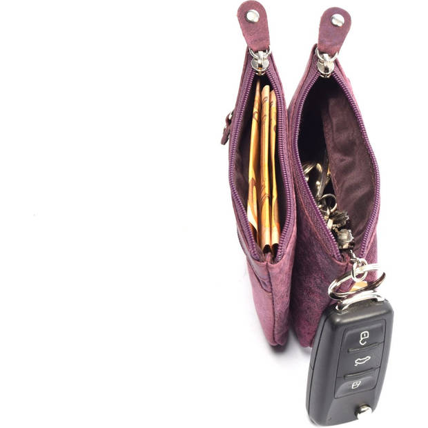 4East® Sleuteletui portemonnee Zwart portemonnee etui - ring portemonnee - pasjeshouder met rits - rits portemonnee -