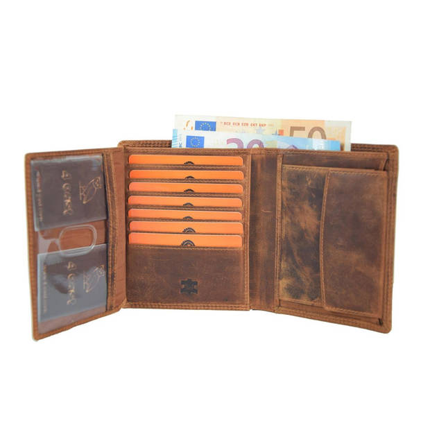 Echt mannelijke portemonnee - Portemonnee met pasjes - Portemonnee met 14 pasjes - Heren portemonnee - dubbel gestikt