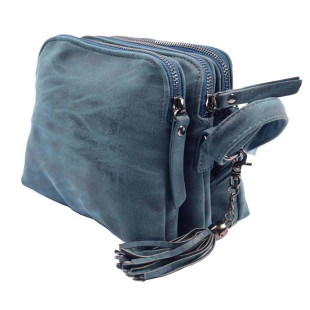 Navy Crossbodytas met Handige Creditcardhouder - Bicky Bernard - 19.5x13x15.5cm - Lichtgewicht - Inclusief 6 Vakken, 7