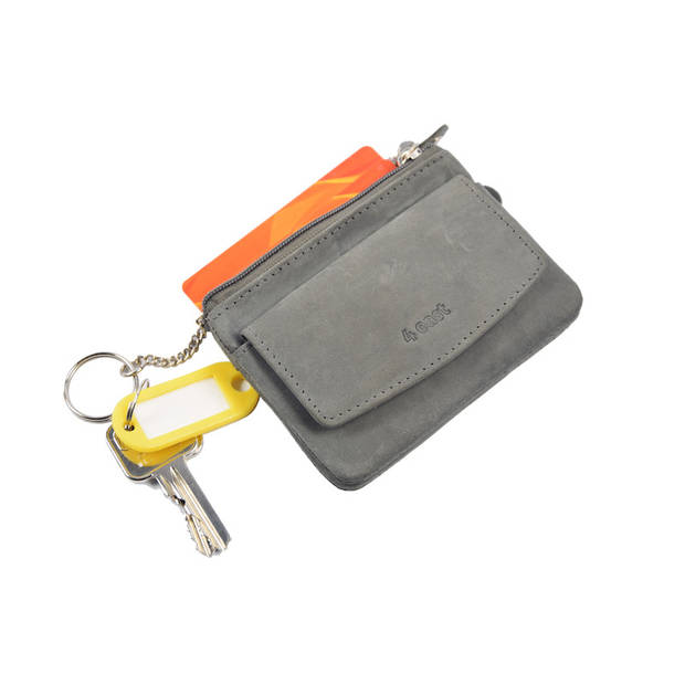 Key pouch wallet - wallet pouch - ring wallet - card holder with zipper - zipper wallet - 3 zipper wallet - buffalo