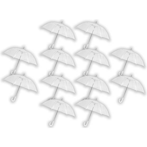 12 stuks Paraplu transparant plastic paraplu's 100 cm - doorzichtige paraplu - trouwparaplu - bruidsparaplu - stijlvol -