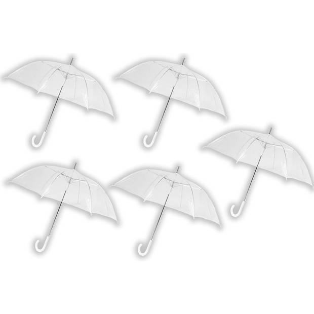 5 stuks Paraplu plastic 100 cm - doorzichtige paraplu trouwparaplu - bruidsparaplu - stijlvol | Blokker