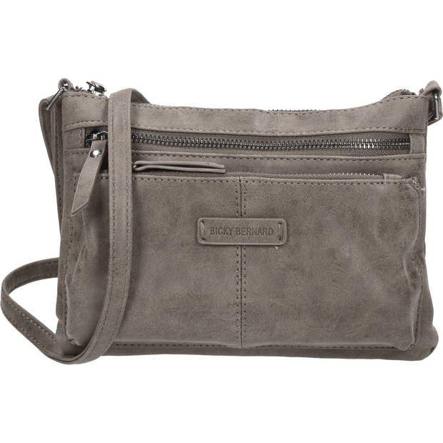 Bicky Bernard Dames Schoudertas - Grijze Kleur - 23cm x 4cm x 17cm - 1.6L - Polyester - 5 Vakken - Crossbody Tas