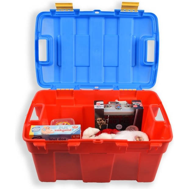 Stevige opberger 40 L Rood & Blauw opbergbox kofferbak kinderspeelgoed gereedschap lego Boeken Opbergdoos