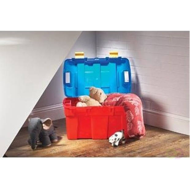 Stevige opberger 40 L Rood & Blauw opbergbox kofferbak kinderspeelgoed gereedschap lego Boeken Opbergdoos