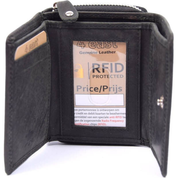 Portemonnee - portemonnee dames - portemonnee heren - portemonnee pasjes- Volledig leer- 4E-457 - RFID Protected Anti