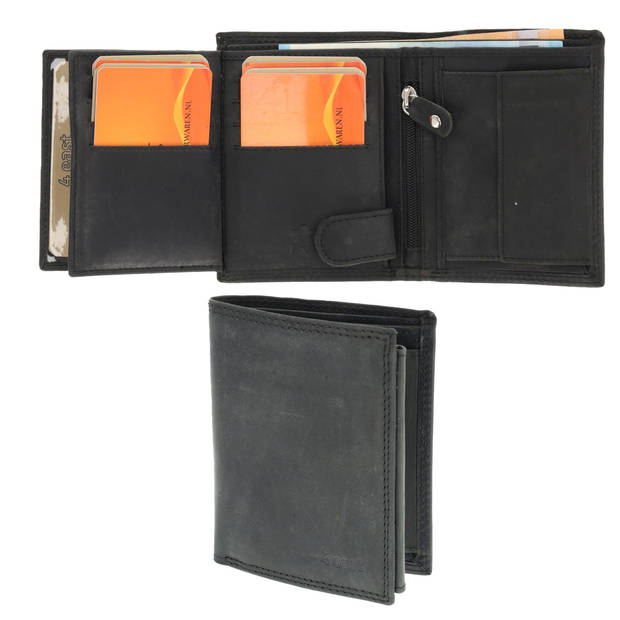 Leather Unisex Wallet 8 Card Slots, Coin Pocket & Hidden Pockets RFID Protection Black Leather Wallet for Men &