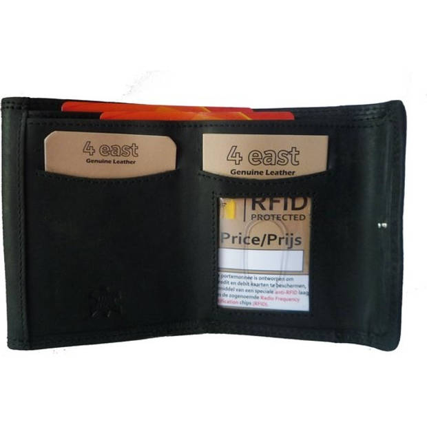 Mini Wallet Leather with RFID Portable Unisex Small Purse for Men & Women 4 Card Slots, Coin Pocket, & 2 Bill