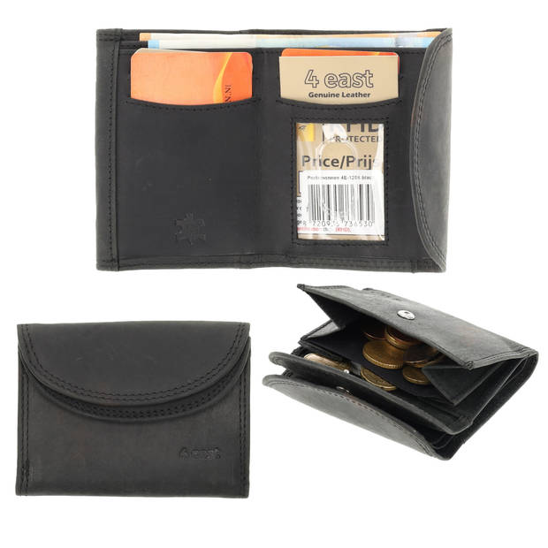 Mini Wallet Leather with RFID Portable Unisex Small Purse for Men & Women 4 Card Slots, Coin Pocket, & 2 Bill