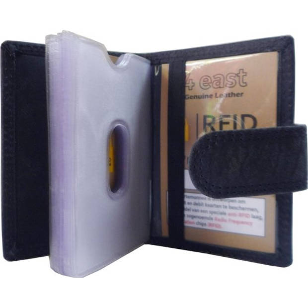 Elegante RFID Portemonnee - Zwart - Dames & Heren - 4 East - Compact formaat: 7cm x 1.5cm x 10cm - 14 vakken voor