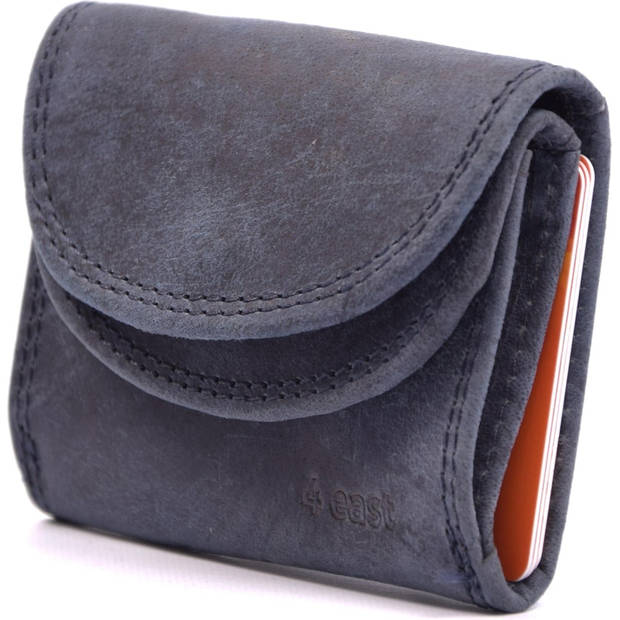 Leather Wallet Double Flap Unisex Mini Wallet with RFID 2 Credit Card Slots, Bill Compartment and Coin Pocket