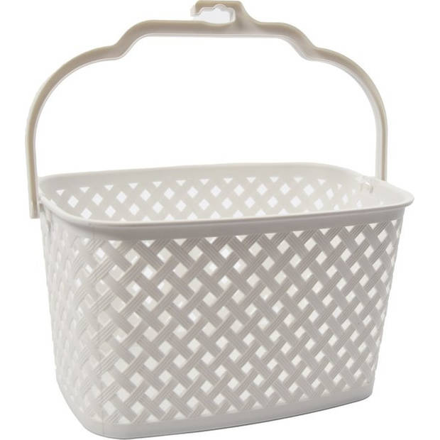 Storage basket Storage tray Plastic storage bin with handles 5 liter white storage 22 x 12.9 x 15 cm Rattan