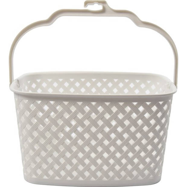 Storage basket Storage tray Plastic storage bin with handles 5 liter white storage 22 x 12.9 x 15 cm Rattan