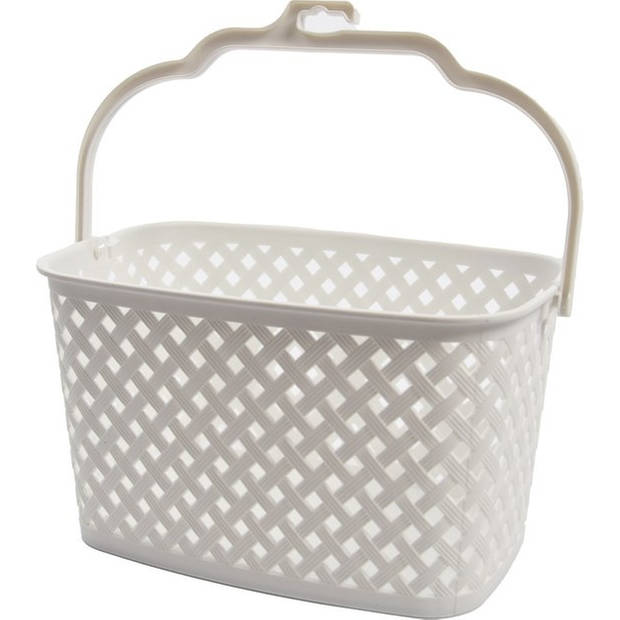 Storage basket Storage tray Plastic storage bin with handles 5 liter white storage 22 x 12.9 x 15 cm Rattan