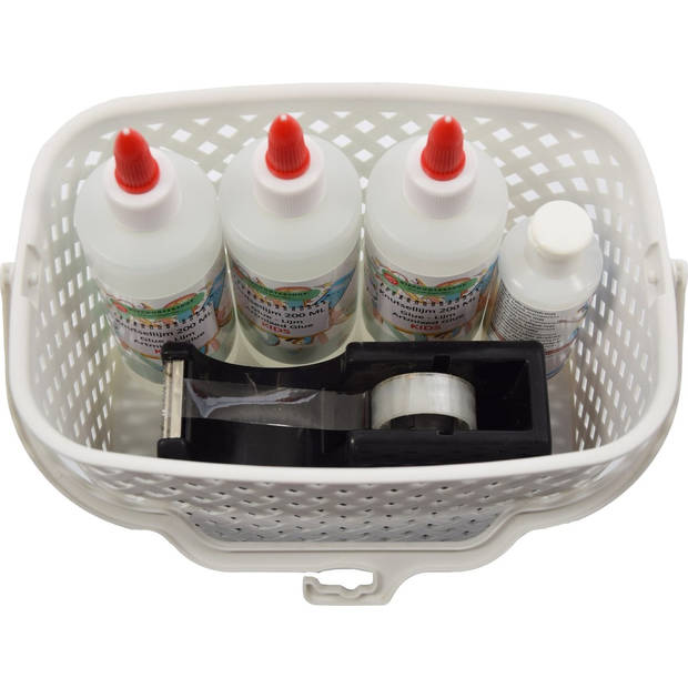 Storage basket Storage tray Plastic storage bin with handles 5 liter white storage 22 x 12.9 x 15 cm Rattan